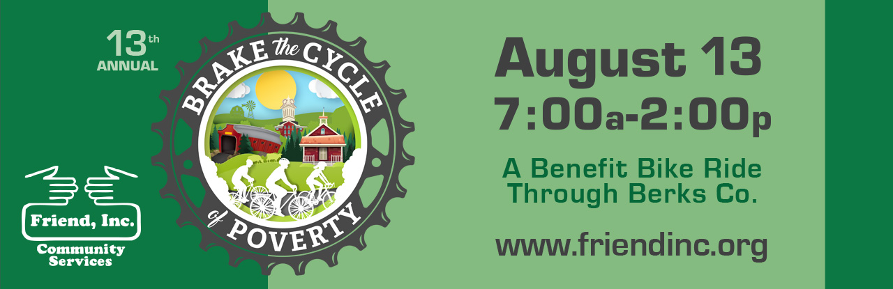 Friend, Inc. Community Services presents the 13th Annual Brake the Cycle of Poverty on August 13, 2022 from 7:00 am to 2:00 pm. Rain or Shine.